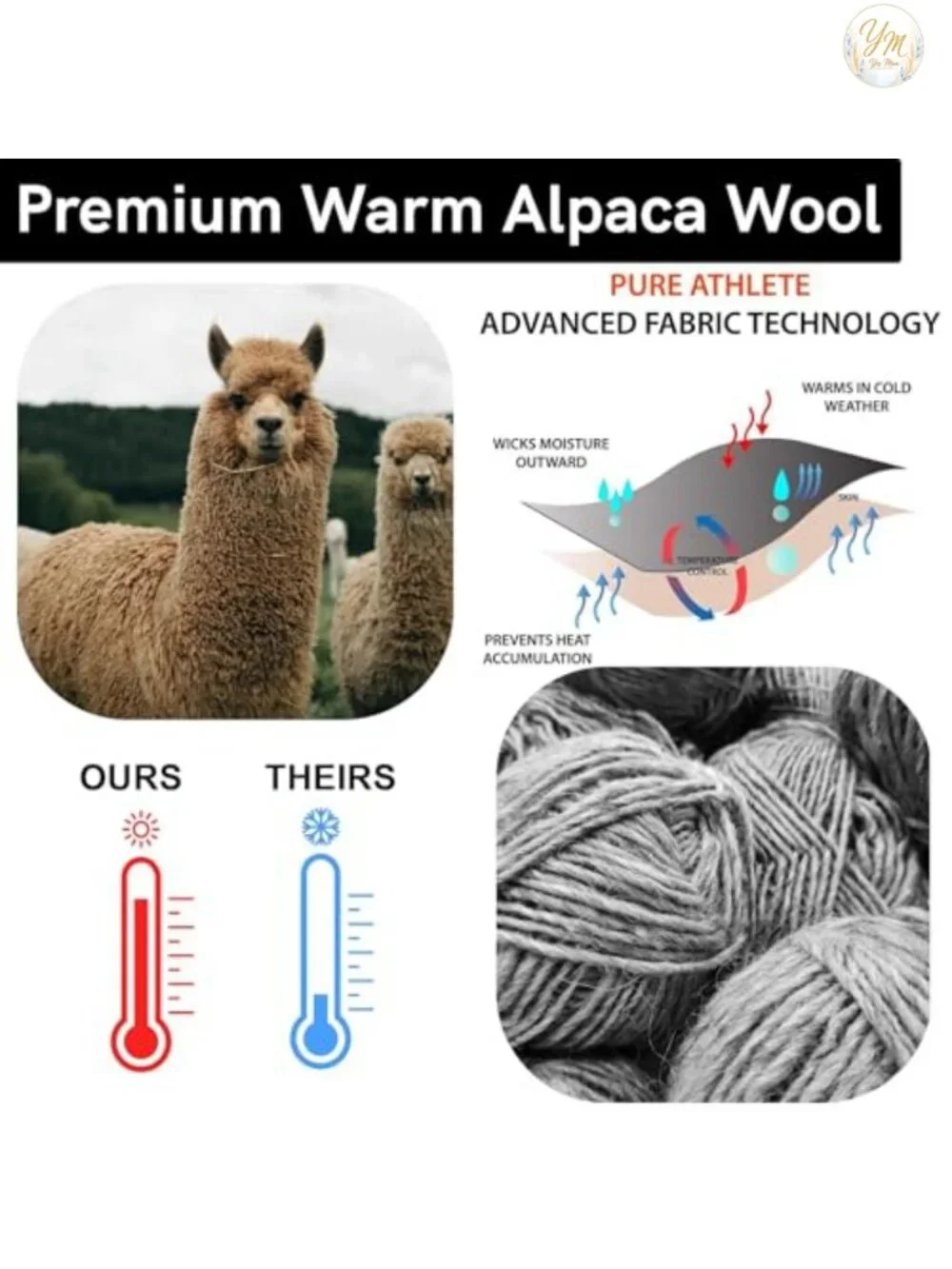 Alpaca Wool Ski Socks Unisex Mid-Calf Warm Snowboarding
